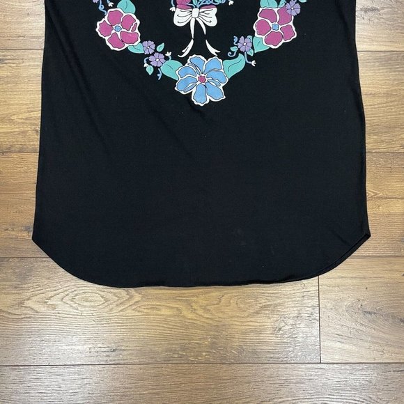Vintage NiteWear Sleep Tee One‎ Size Puffy Paint Heart 80s 90s Gown Shirt Black - Picture 4 of 11